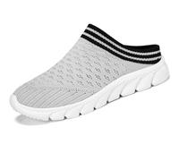 Womens Canvas Trainers Shoes, Mesh Slippers, Breathable Walking Flat Beach Shoes For Indoor Outdoor,Gris,39 EU