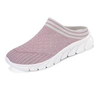 Womens Canvas Trainers Shoes, Mesh Slippers, Breathable Walking Flat Beach Shoes For Indoor Outdoor,Mauve,40 EU