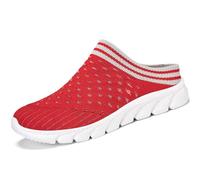 Womens Canvas Trainers Shoes, Mesh Slippers, Breathable Walking Flat Beach Shoes For Indoor Outdoor,Rojo,35 EU