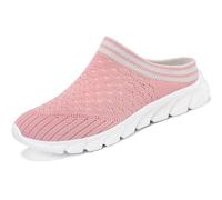 Womens Canvas Trainers Shoes, Mesh Slippers, Breathable Walking Flat Beach Shoes For Indoor Outdoor,Rosado,37 EU
