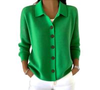 Womens Cardigan Sweater Button Front Long Sleeve Collared Knit Top (Green,5XL)