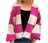 Women's Cardigan Sweaters Long Lantern Sleeve V-Neck Coats Colorblocked Open Front Sweater Loose Winter Clothing