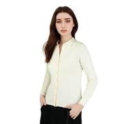 Women's cashmere cardigan, knitted long sleeved sweater, autumn and winter long sleeved knitted solid color soft cardigan sweater(Beige,M)