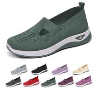 Women's Casual Breathable Slip On Orthopaedic Walking Sneakers, Women's Walking Shoes for Balance, Woven Breathable Soft Sole Shoes (Cyan,39)
