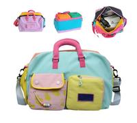 Womens Casual Color Block Overnight Bag,Large Travel Duffle Tote Bag，BlueA