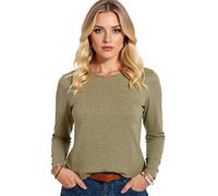 Women's Casual Long Sleeve Crew Neck T-Shirt Solid Color Basic Top Soft Relaxed Fit Pullover Blouse for Daily Wear Spring Fall【