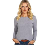 Women's Casual Long Sleeve Crew Neck T-Shirt Solid Color Basic Top Soft Relaxed Fit Pullover Blouse for Daily Wear Spring Fall【