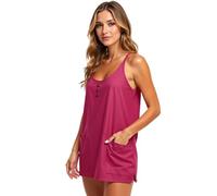 Women's Casual Loose Fit Sleeveless V-Neck Button Front Spaghetti Strap Summer Nightgown Sleepwear Dress with Pockets Light Blue Cotton Blend