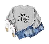 Women's Casual Pullover Sweatshirt, Long Sleeve Crewneck Graphic Top for All Year Round