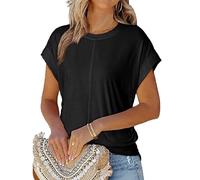 Women's Casual Short Sleeve Tunic Tops Crew Neck Side Ruched Tie Waist Loose Fit Summer Blouse Soft Lightweight tee Shirt for Daily Wear