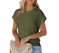 Women's Casual Short Sleeve Tunic Tops Crew Neck Side Ruched Tie Waist Loose Fit Summer Blouse Soft Lightweight tee Shirt for Daily Wear