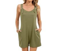 Women's Casual Sleeveless Romper Overall Jumpsuit with Deep Pockets Adjustable Buckle Straps Loose Fit Summer Beach Vacation Playsuit Navy Blue