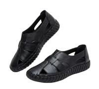 Women's Casual Slip On Loafers Comfort Closed Toe Hand-Stitching Woven Cutout Leather Oxford Softsole Walking Sandals Summer Comfortable Soft Sole Non-Slip Slip On Loafer (Black,42)