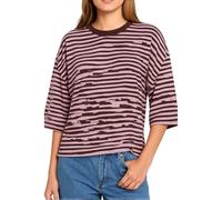 Women's Casual Striped T-Shirt Loose Fit Crew Neck Short Sleeve Cropped Top Summer Beach Vacation Basic tee Shirt for Ladies Girls Trendy Fashion