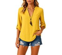 Women's Casual V Neck Long Sleeve Button Down Shirts Loose Fit Solid Color Linen Blend Blouse Tops Spring Summer Vacation Beach Outfits