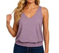 Women's Casual V Neck Sleeveless Tank Top Summer Loose Fit Basic tee Soft Breathable Cotton Blend Vest for Daily Wear Beach Vacation