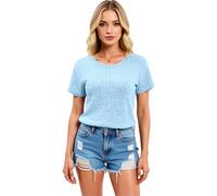 Women's Casual Waffle Knit Romper Short Sleeve V Neck Loose Fit Jumpsuit with Pockets Summer Beach Vacation Outfits Comfortable Loungewear