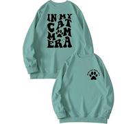 Womens Cat Mom Sweatshirt Cute Paw Graphic Long Sleeve Crewneck Pullover Tops Casual Loose Lightweight Shirts Cat Mama