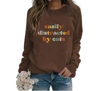 Womens Cat Mom Sweatshirt Cute Paw Graphic Long Sleeve Crewneck Pullover Tops Casual Loose Lightweight Shirts Cat Mama