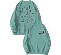 Womens Cat Mom Sweatshirt Cute Paw Graphic Long Sleeve Crewneck Pullover Tops Casual Loose Lightweight Shirts Cat Mama