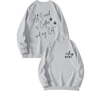 Womens Cat Mom Sweatshirt Cute Paw Graphic Long Sleeve Crewneck Pullover Tops Casual Loose Lightweight Shirts Cat Mama