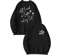 Womens Cat Mom Sweatshirt Cute Paw Graphic Long Sleeve Crewneck Pullover Tops Casual Loose Lightweight Shirts Cat Mama