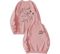 Womens Cat Mom Sweatshirt Cute Paw Graphic Long Sleeve Crewneck Pullover Tops Casual Loose Lightweight Shirts Cat Mama