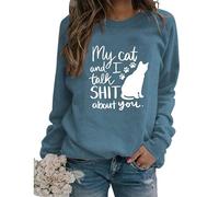Womens Cat Mom Sweatshirt Cute Paw Graphic Long Sleeve Crewneck Pullover Tops Casual Loose Lightweight Shirts Cat Mama