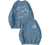 Womens Cat Mom Sweatshirt Cute Paw Graphic Long Sleeve Crewneck Pullover Tops Casual Loose Lightweight Shirts Cat Mama