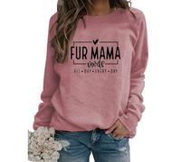 Womens Cat Mom Sweatshirt Cute Paw Graphic Long Sleeve Crewneck Pullover Tops Casual Loose Lightweight Shirts Cat Mama