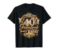 Womens Cheers to 40 Years Old EST 1986 40th Birthday Queen Camiseta
