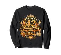 Womens Cheers to 42 Years Old EST 1984 42nd Birthday Queen Sudadera