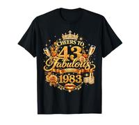Womens Cheers to 43 Years Old EST 1983 43rd Birthday Queen Camiseta
