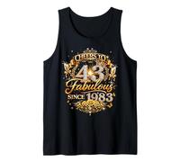 Womens Cheers to 43 Years Old EST 1983 43rd Birthday Queen Camiseta sin Mangas