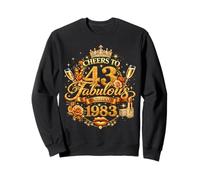 Womens Cheers to 43 Years Old EST 1983 43rd Birthday Queen Sudadera