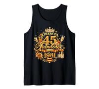 Womens Cheers to 45 Years Old EST 1981 45th Birthday Queen Camiseta sin Mangas