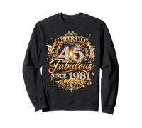 Womens Cheers to 45 Years Old EST 1981 45th Birthday Queen Sudadera