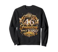 Womens Cheers to 46 Years Old EST 1980 46th Birthday Queen Sudadera