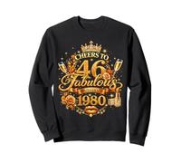 Womens Cheers to 46 Years Old EST 1980 46th Birthday Queen Sudadera