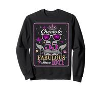 Womens Cheers to 55 Years Old EST 1990 55th Birthday Queen Sudadera