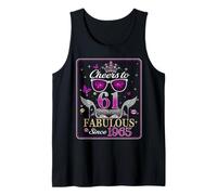 Womens Cheers to 61 Years Old EST 1990 61st Birthday Queen Camiseta sin Mangas