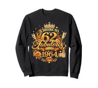 Womens Cheers to 62 Years Old EST 1964 62nd Birthday Queen Sudadera