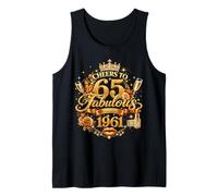 Womens Cheers to 65 Years Old EST 1961 65th Birthday Queen Camiseta sin Mangas