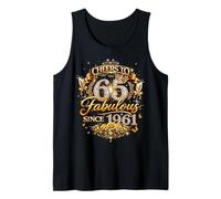 Womens Cheers to 65 Years Old EST 1961 65th Birthday Queen Camiseta sin Mangas