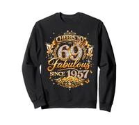Womens Cheers to 69 Years Old EST 1957 69th Birthday Queen Sudadera