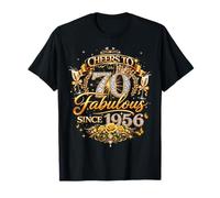 Womens Cheers to 70 Years Old EST 1956 70th Birthday Queen Camiseta