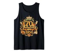 Womens Cheers to 70 Years Old EST 1956 70th Birthday Queen Camiseta sin Mangas