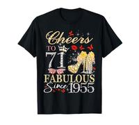Womens Cheers To 71 Fabulous Since 1955 71st Birthday Queen Camiseta