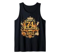 Womens Cheers to 74 Years Old EST 1952 74th Birthday Queen Camiseta sin Mangas