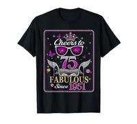 Womens Cheers to 75 Years Old EST 1990 75th Birthday Queen Camiseta